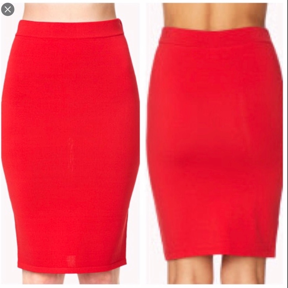 Red pencil skirt